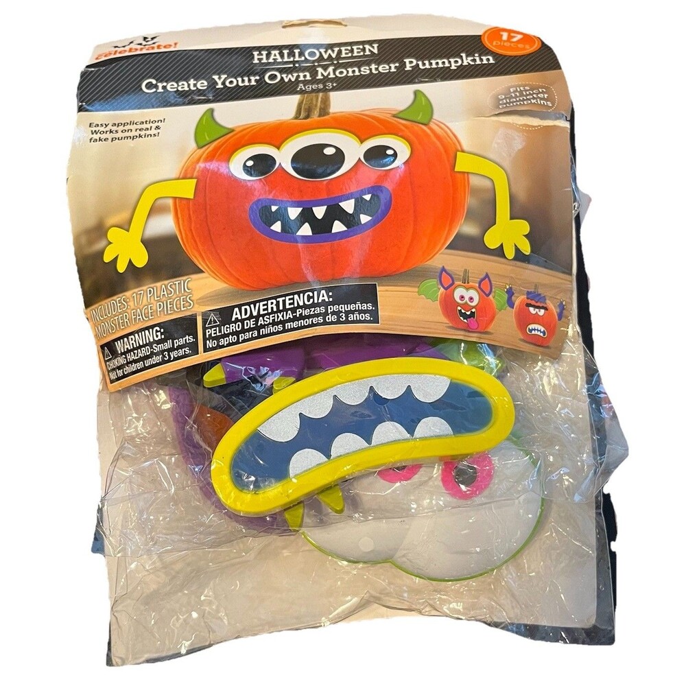 Way to Celebrate Halloween Create Your Own Monster Pumpkin Kit No Carve 17 Pc